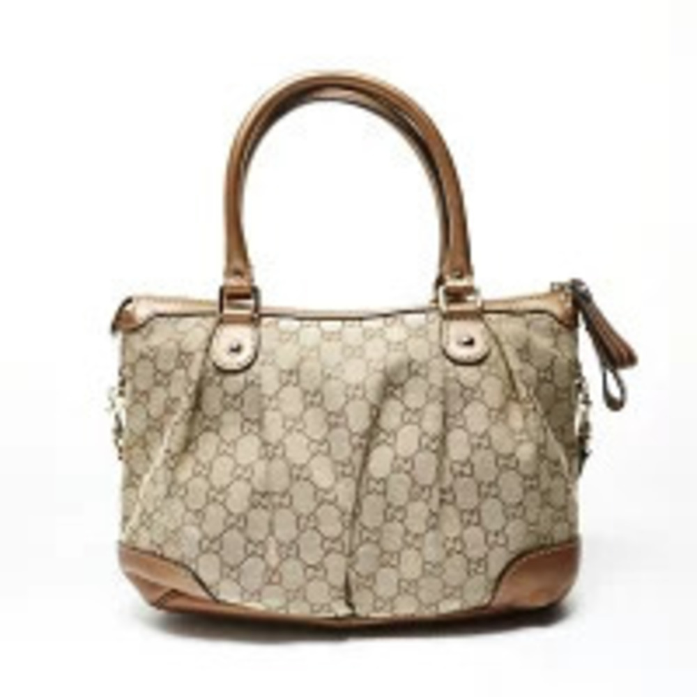 Gucci GG Canvas Sukey Glitter Shoulder Bag Brown